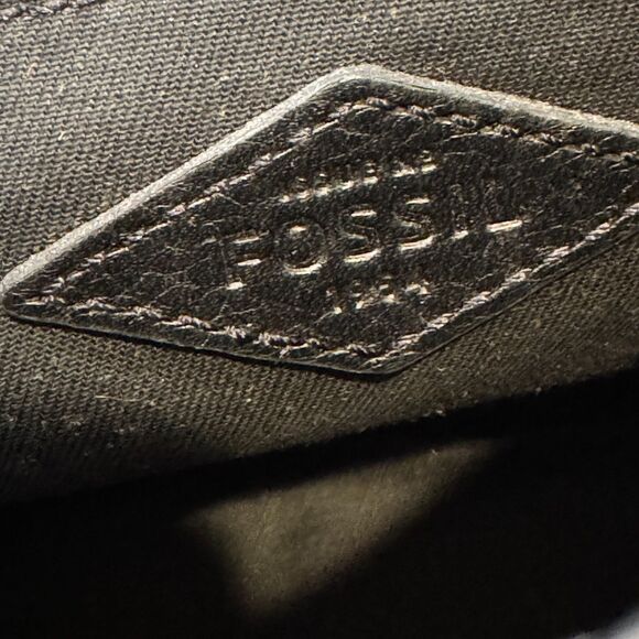 VTG Fossil Black Pebble Leather Crossbody Bag – Emi Saddle, Gold Key - Picture 8 of 13